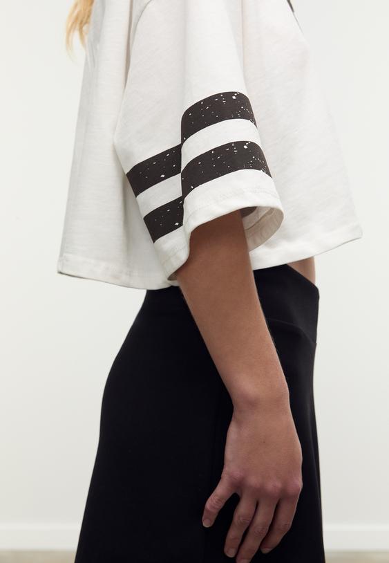 cropped placement print t shirt