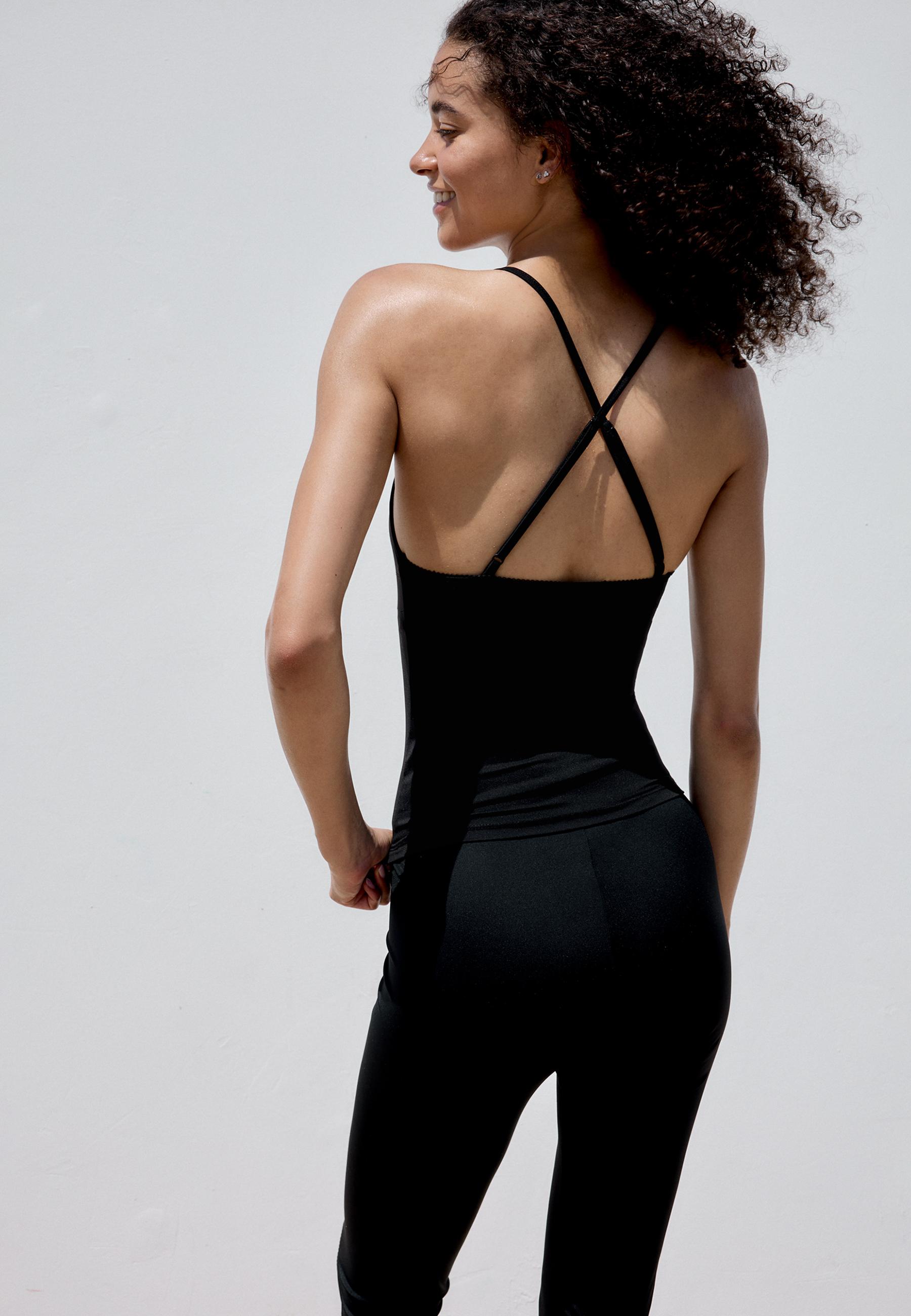 Corset-detail top — Black