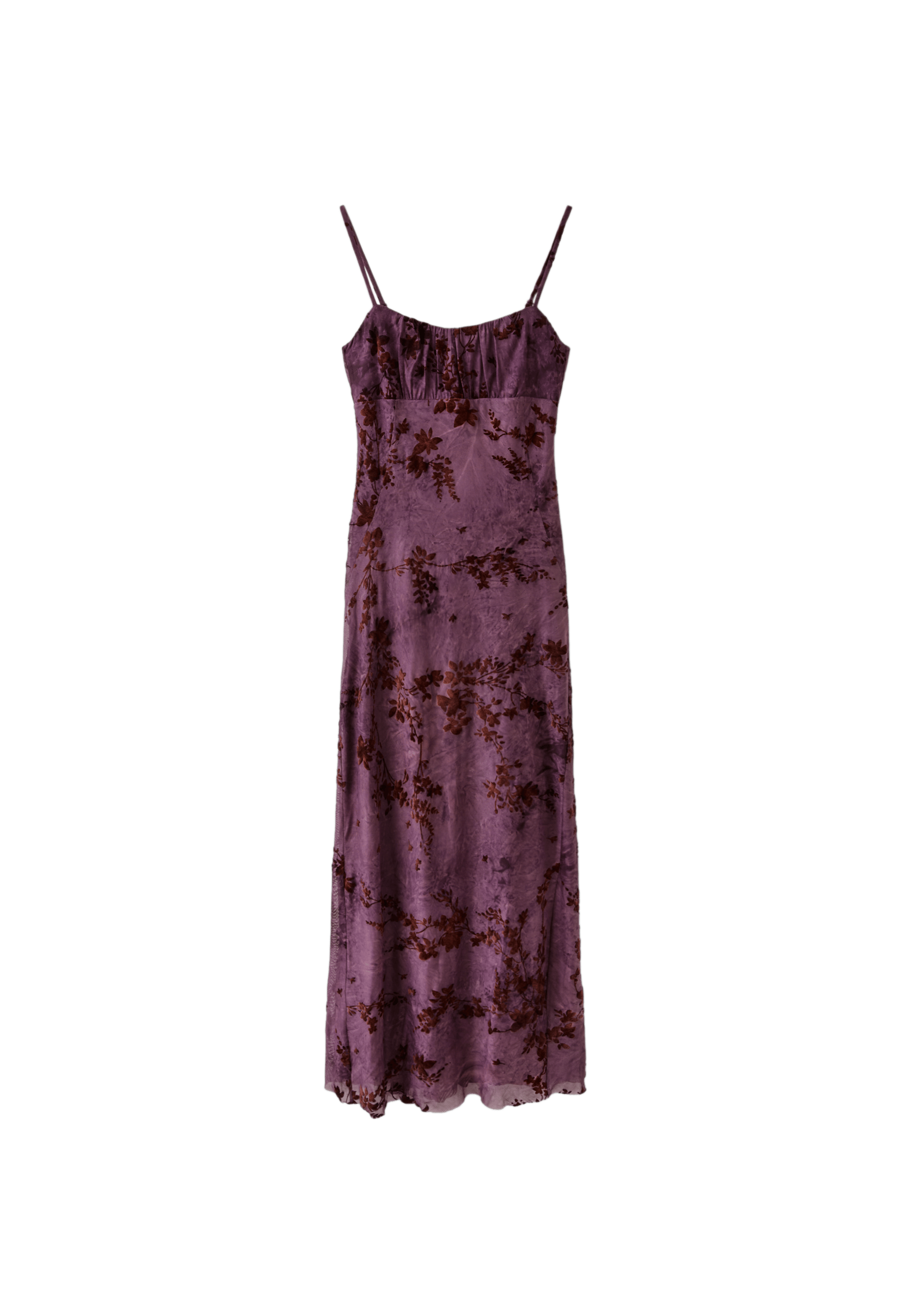 Flocked strap midi dress — Purple