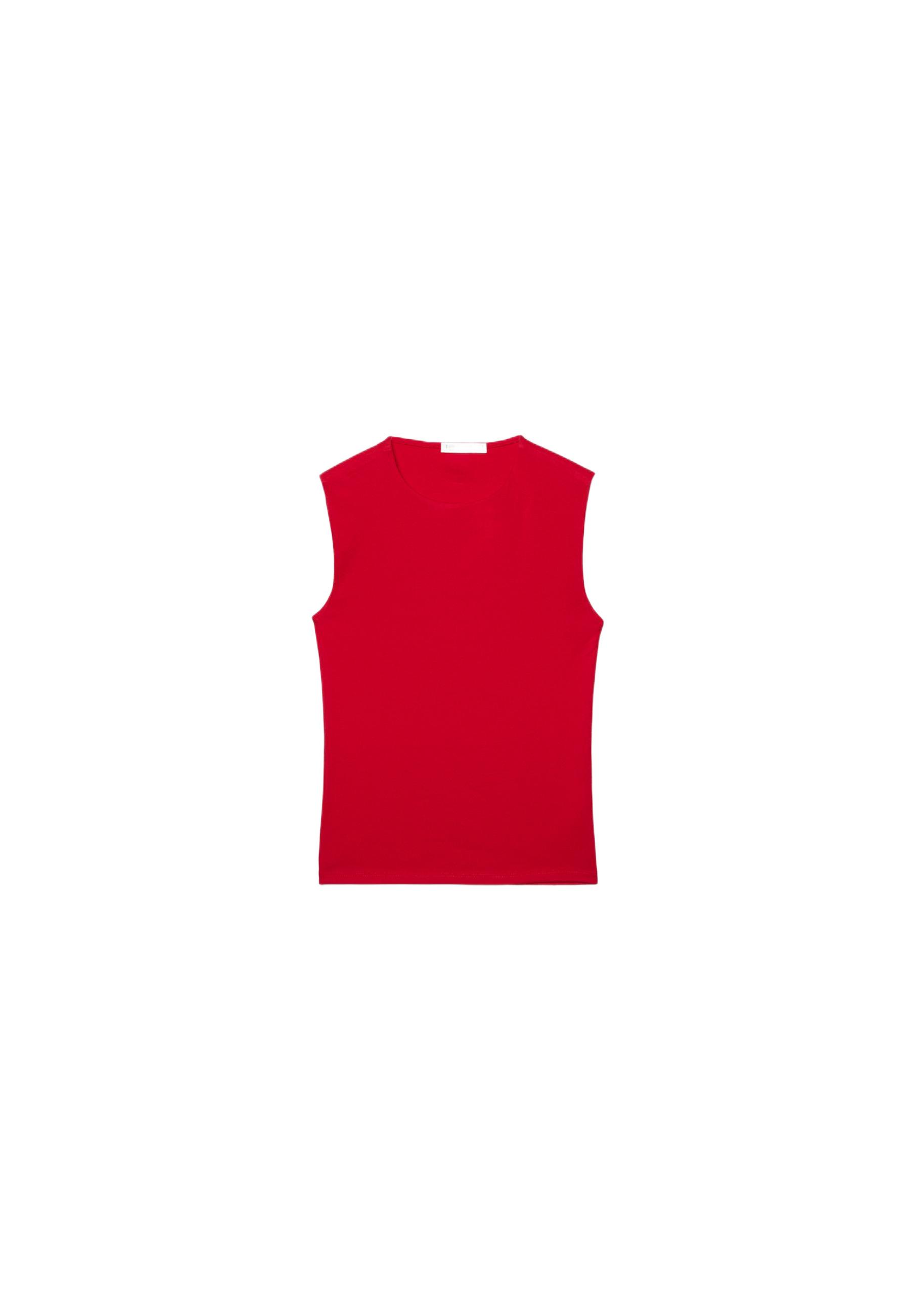 Basic Sleeveless T-Shirt — Red