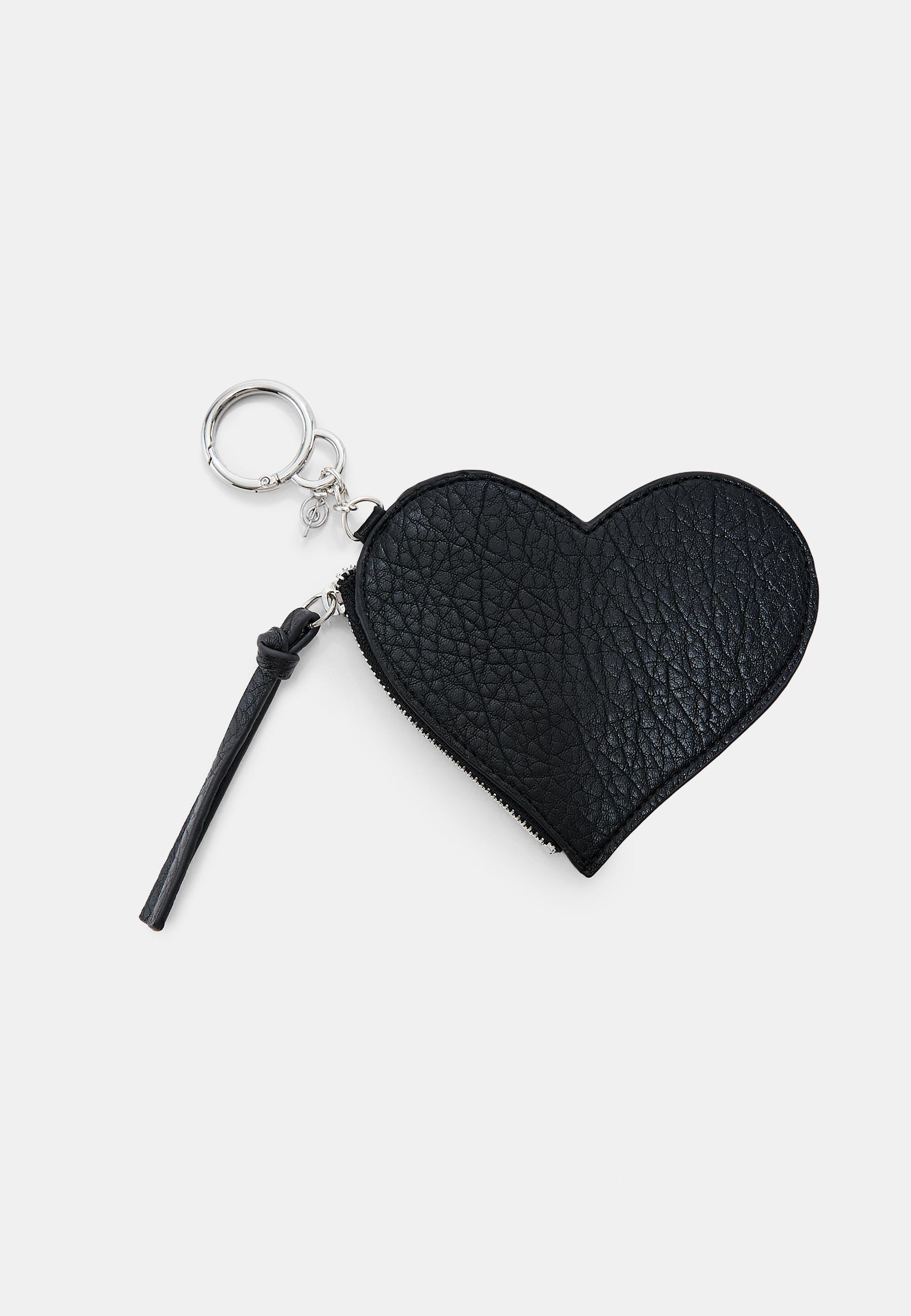 Heart mirror purse charm keyring — Black