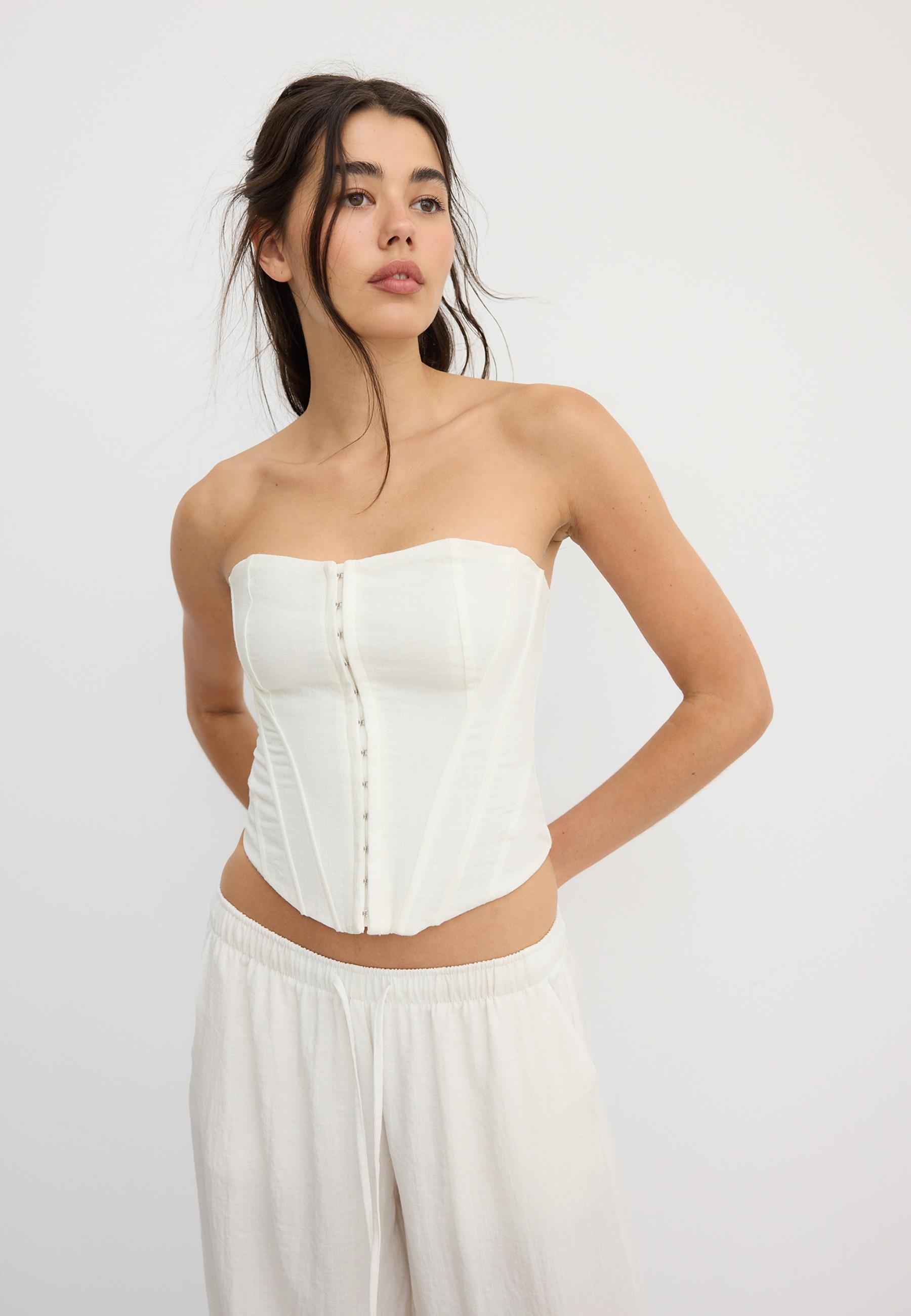 Lace-up corset — White