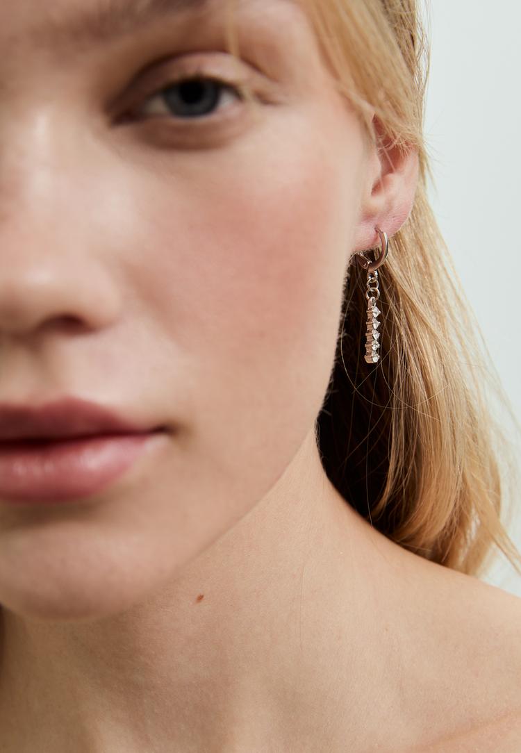 9lu kiraz ve simli kupe seti