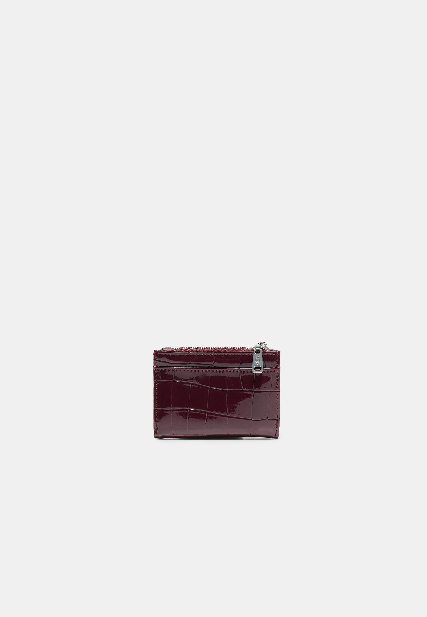 Mock croc card holder purse — Burgundy