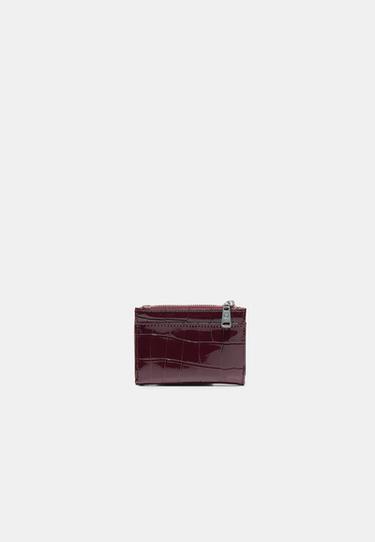 Mock croc card holder purse — Burgundy 4