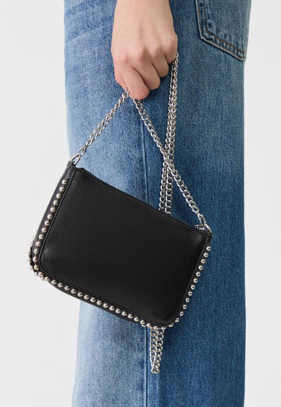 Stradivarius Mini Beaded Bag Black Os