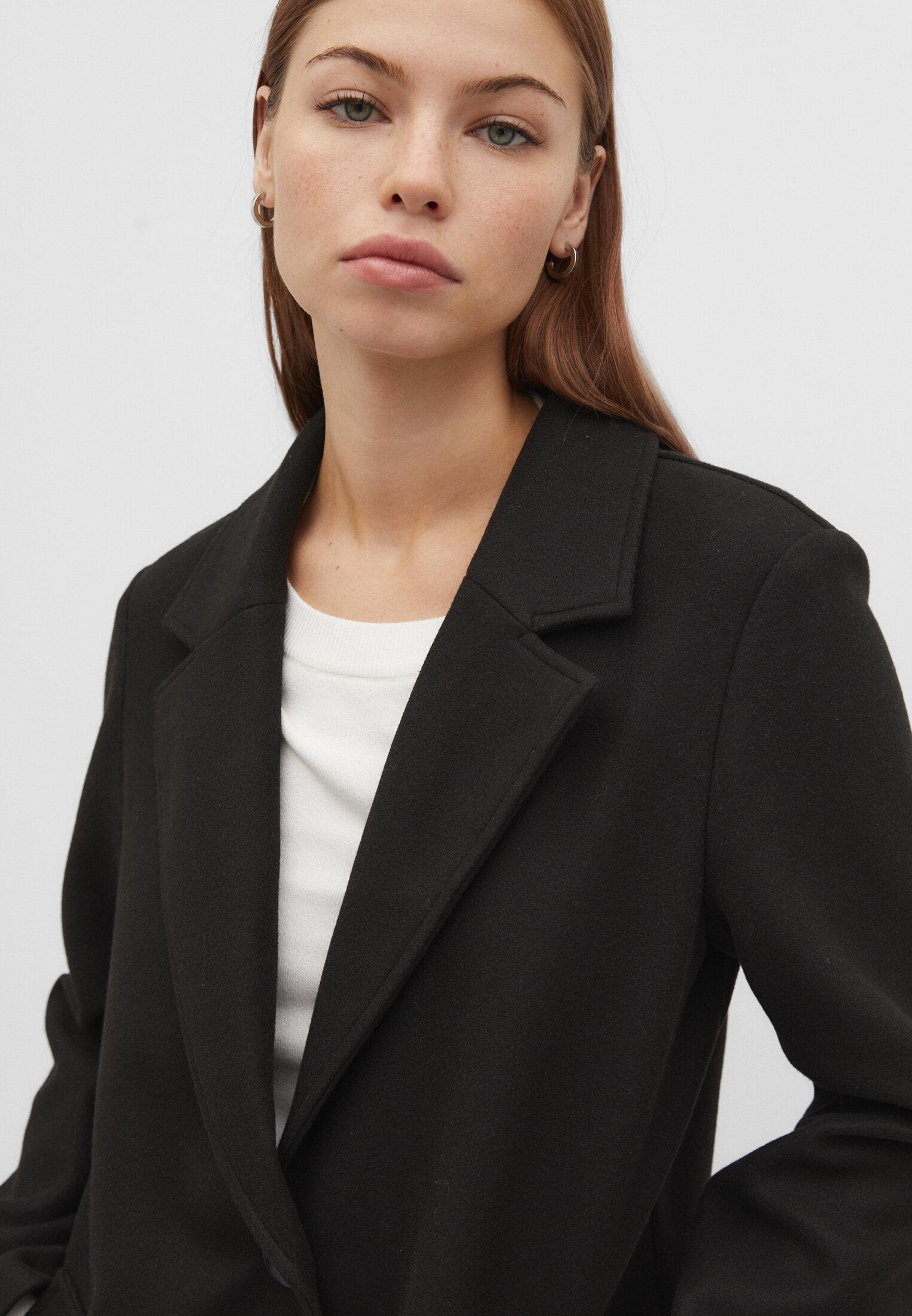 Single-button midi coat — Black