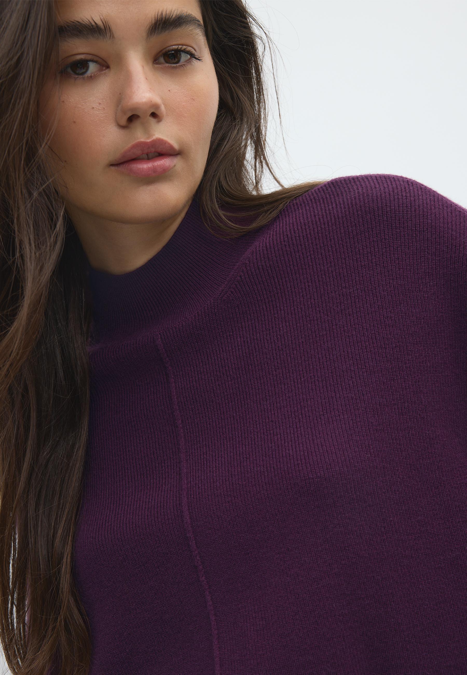 Batwing sleeve mock neck knit sweater — Dark purple