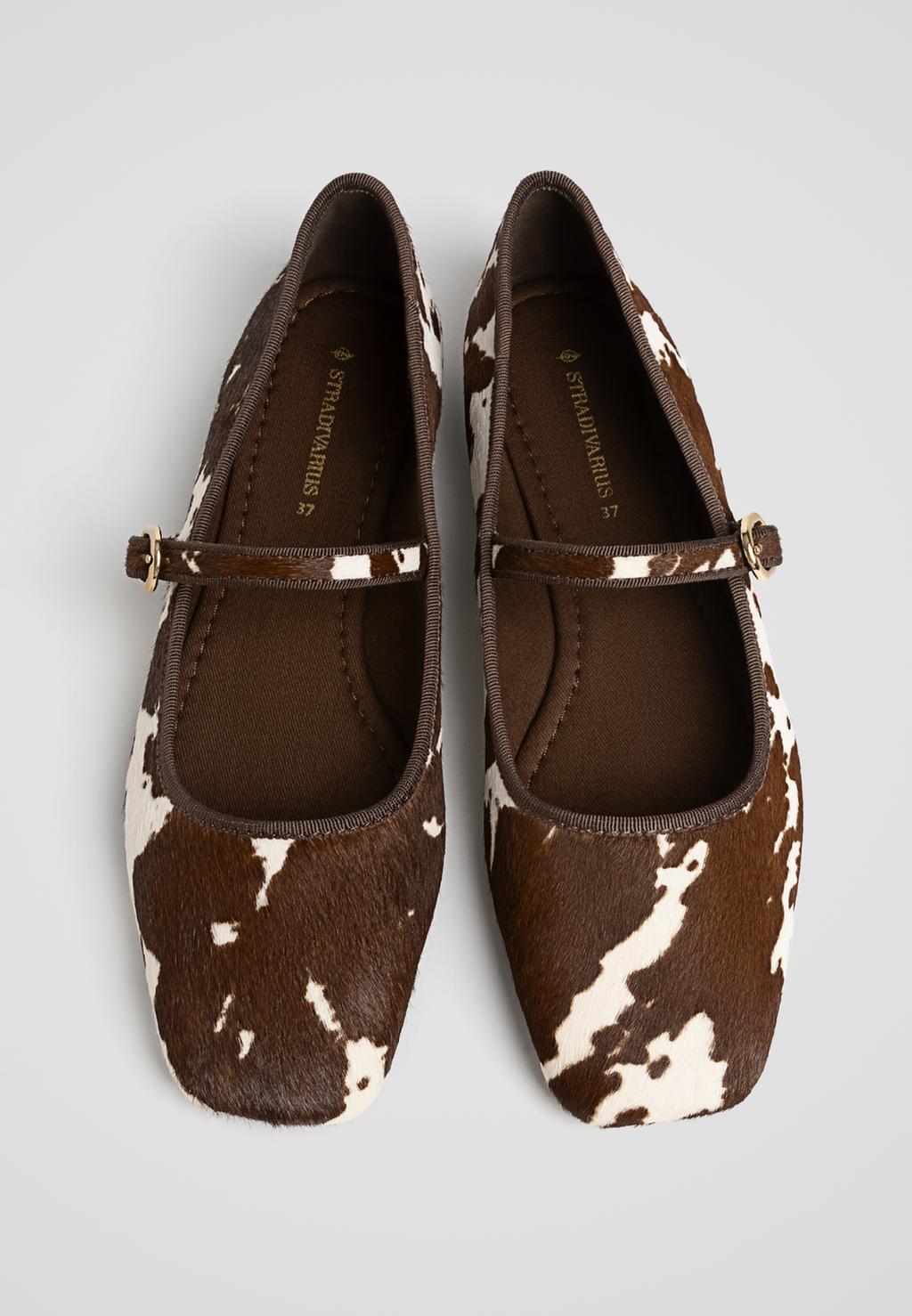 Leather animal print ballet flats