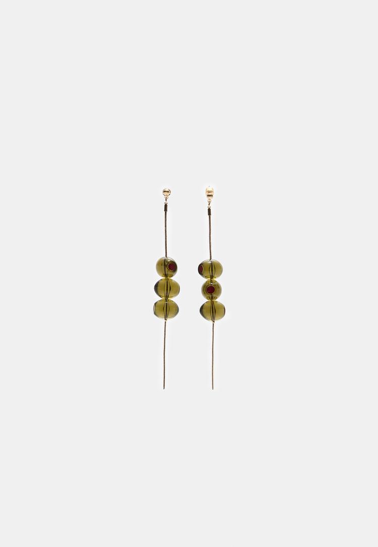 Stradivarius Olivové Náušnice Olive Green Os