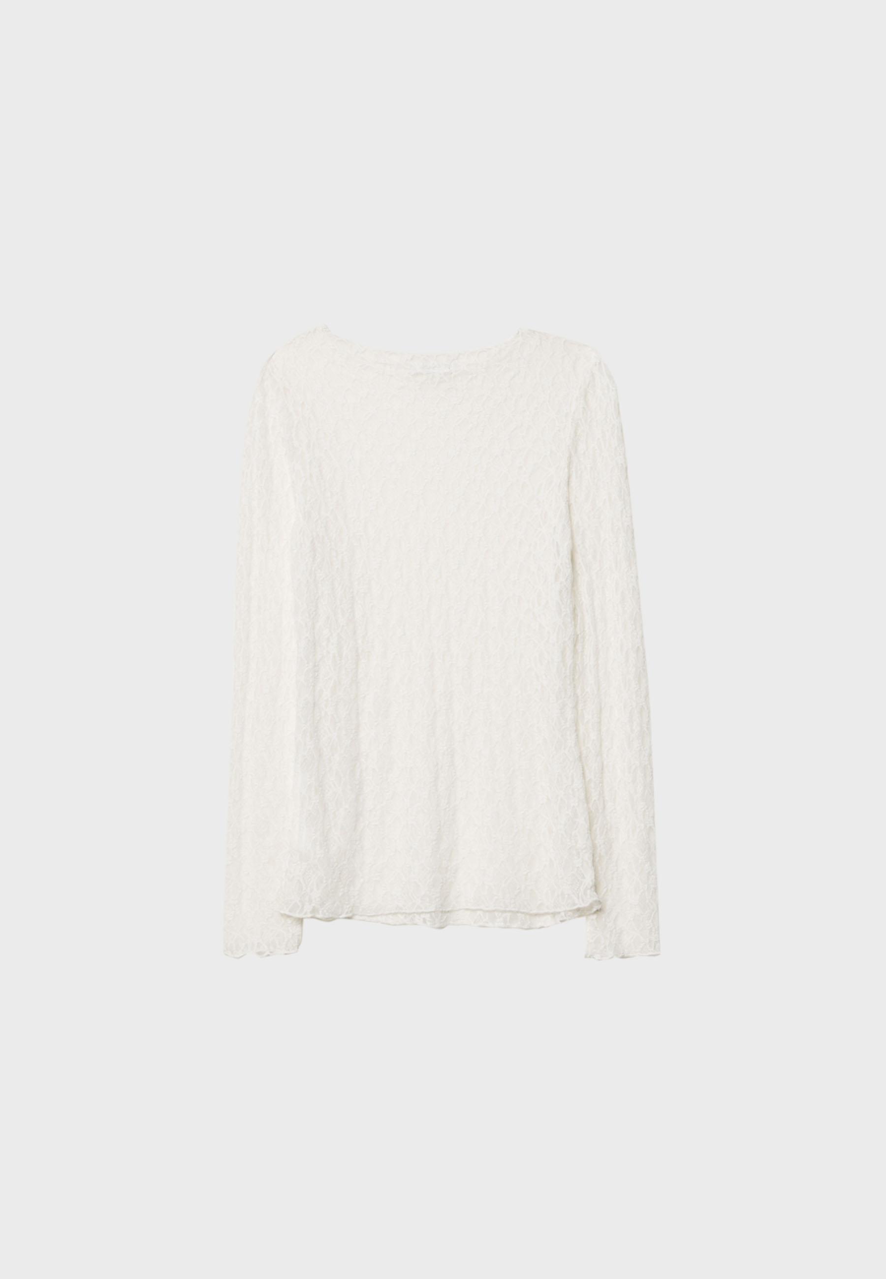 Long sleeve lace T-shirt — Ecru