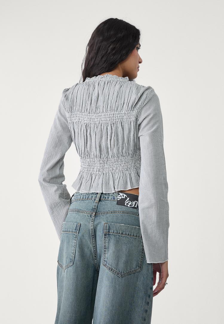 camisa frunces cuadro vichy