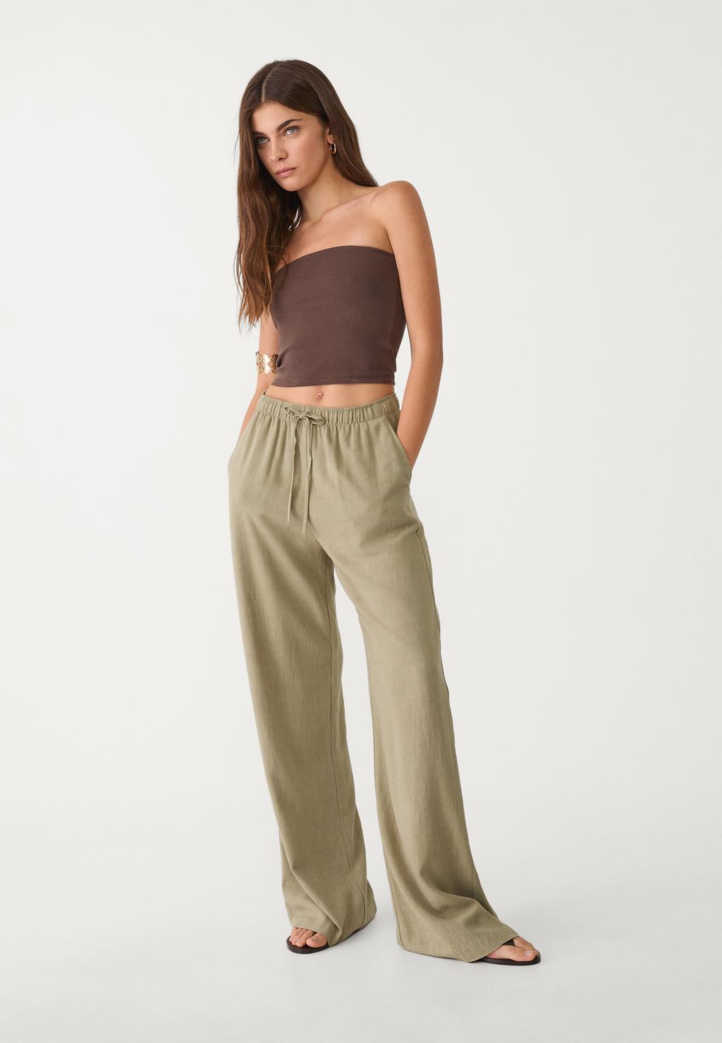 Lange, fließende Hose Stil mit Leinenanteil