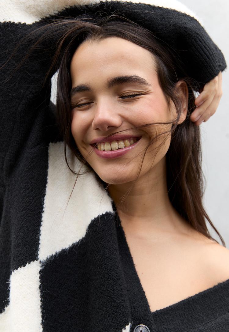 chaqueta oversize punto rombos