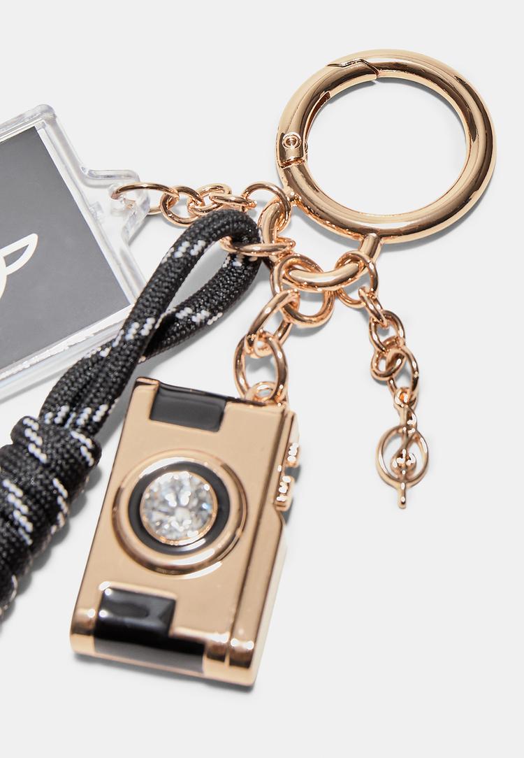 Stradivarius Μπρελόκ Γούρι Φωτογραφική Μηχανή Μαύρο Os φωτογραφία