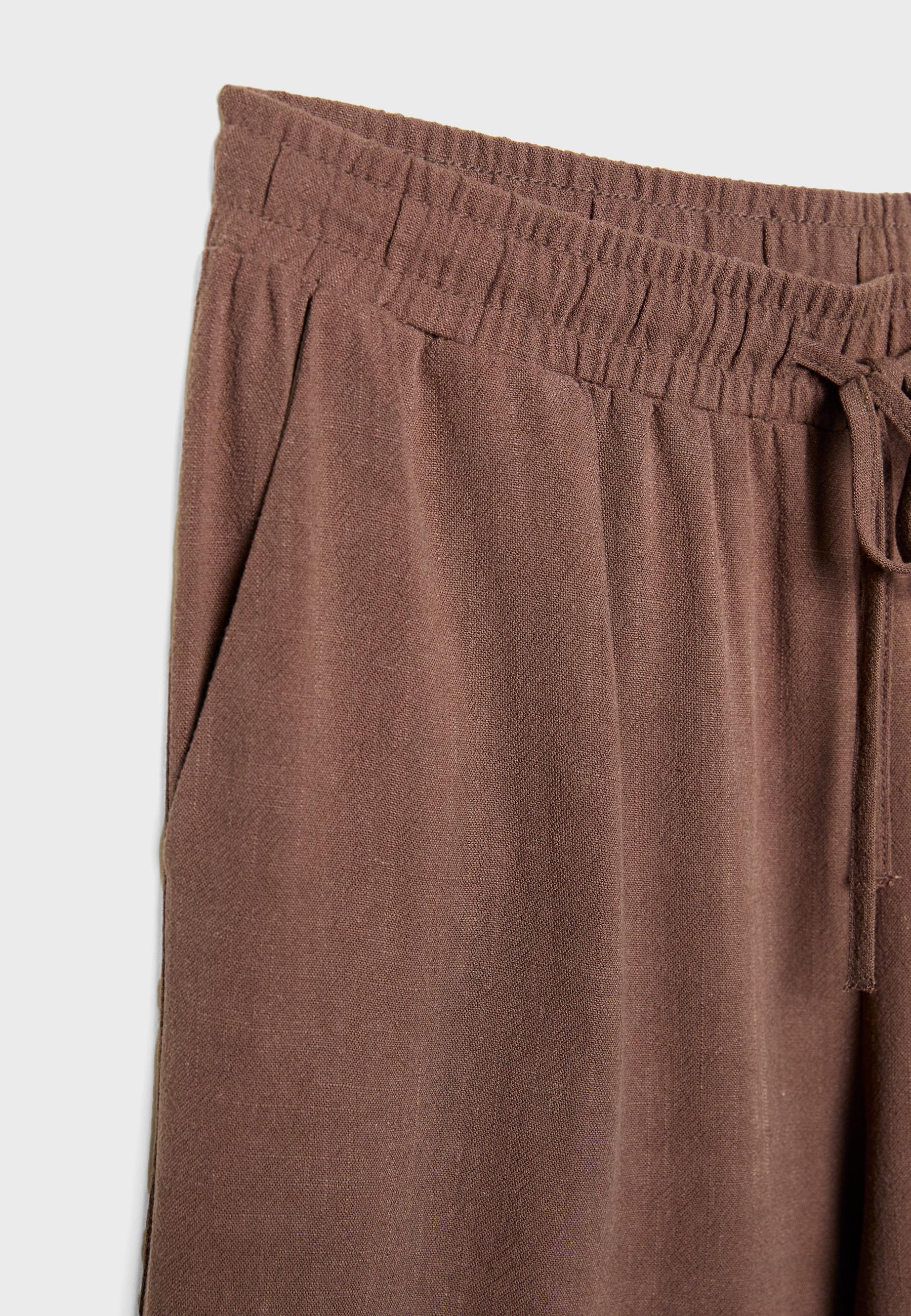 Keten Karışımlı Culotte Pantolon - Görsel 8