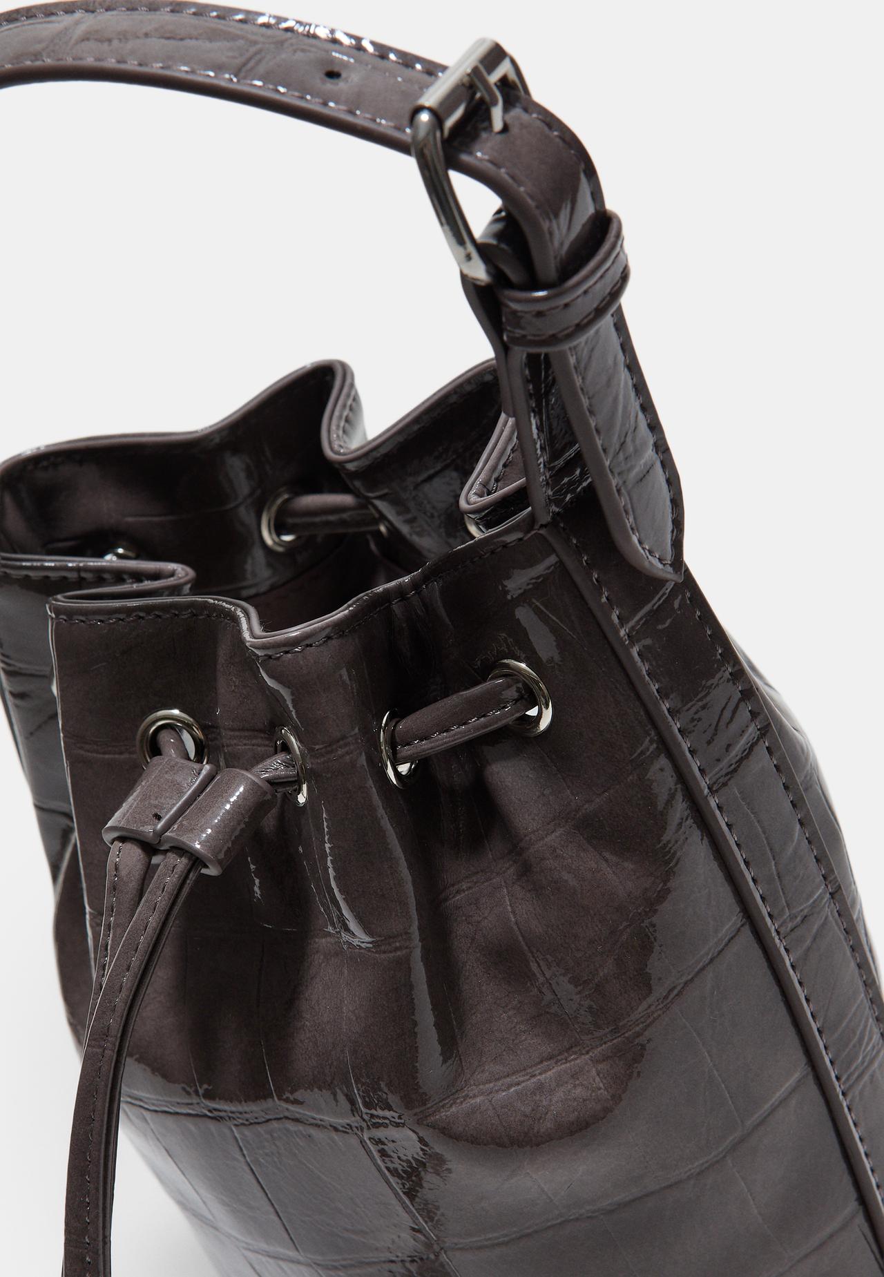 Mock croc bucket bag — Dark grey