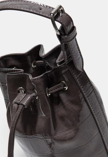 Mock croc bucket bag — Dark grey 5