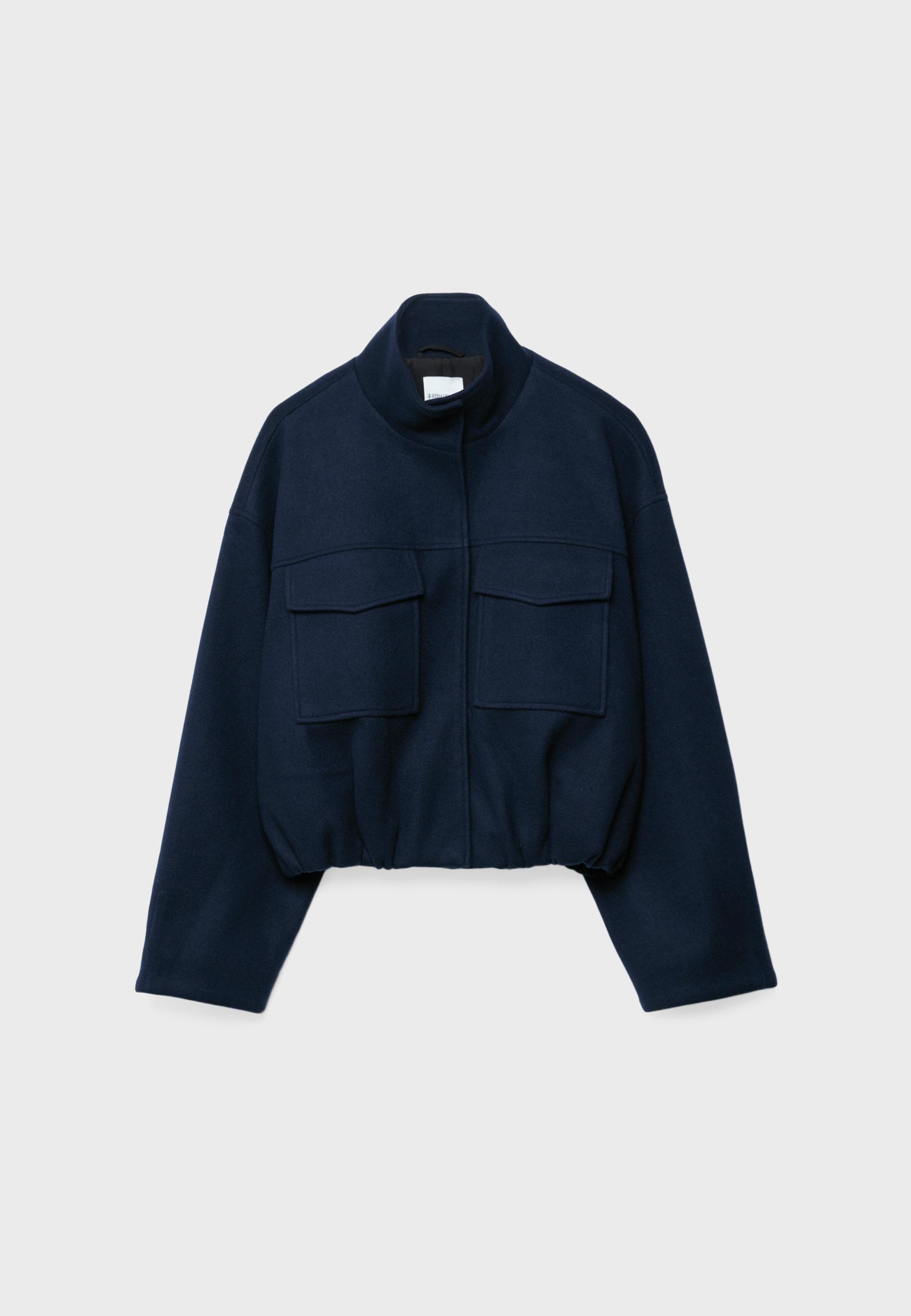 Soft-touch bomber jacket with pockets — Dark blue