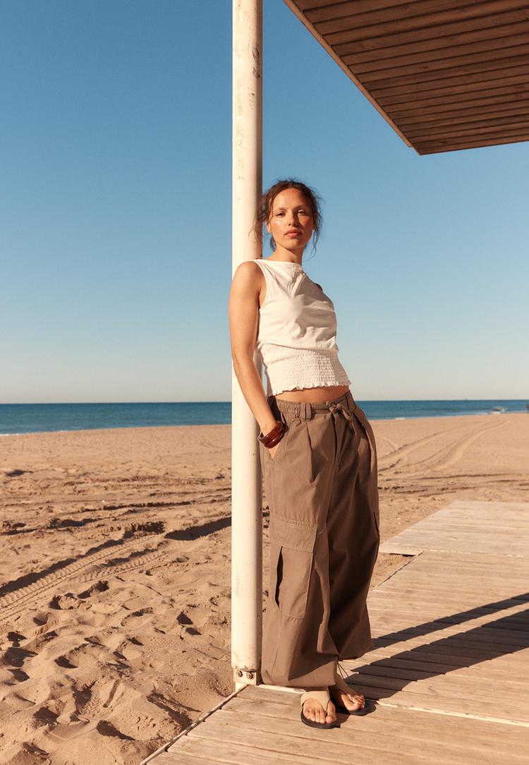 poplin trousers with stoppers