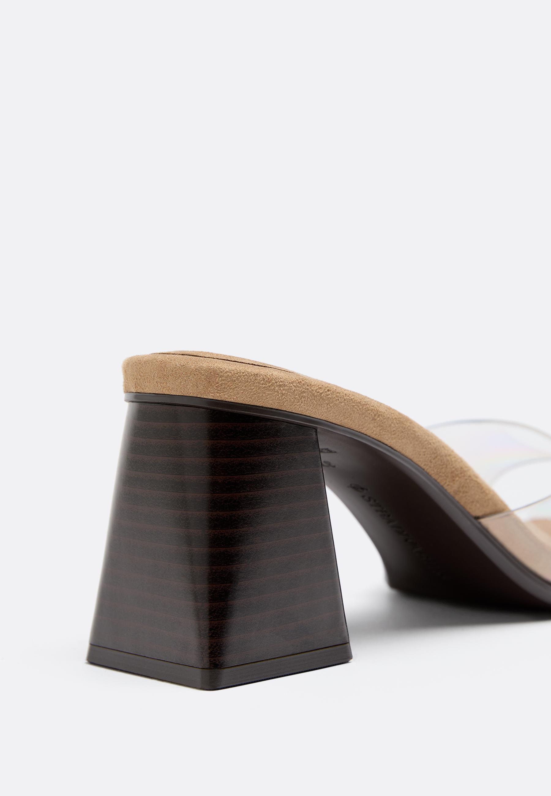 Vinyl block heeled sandals — BEIGE