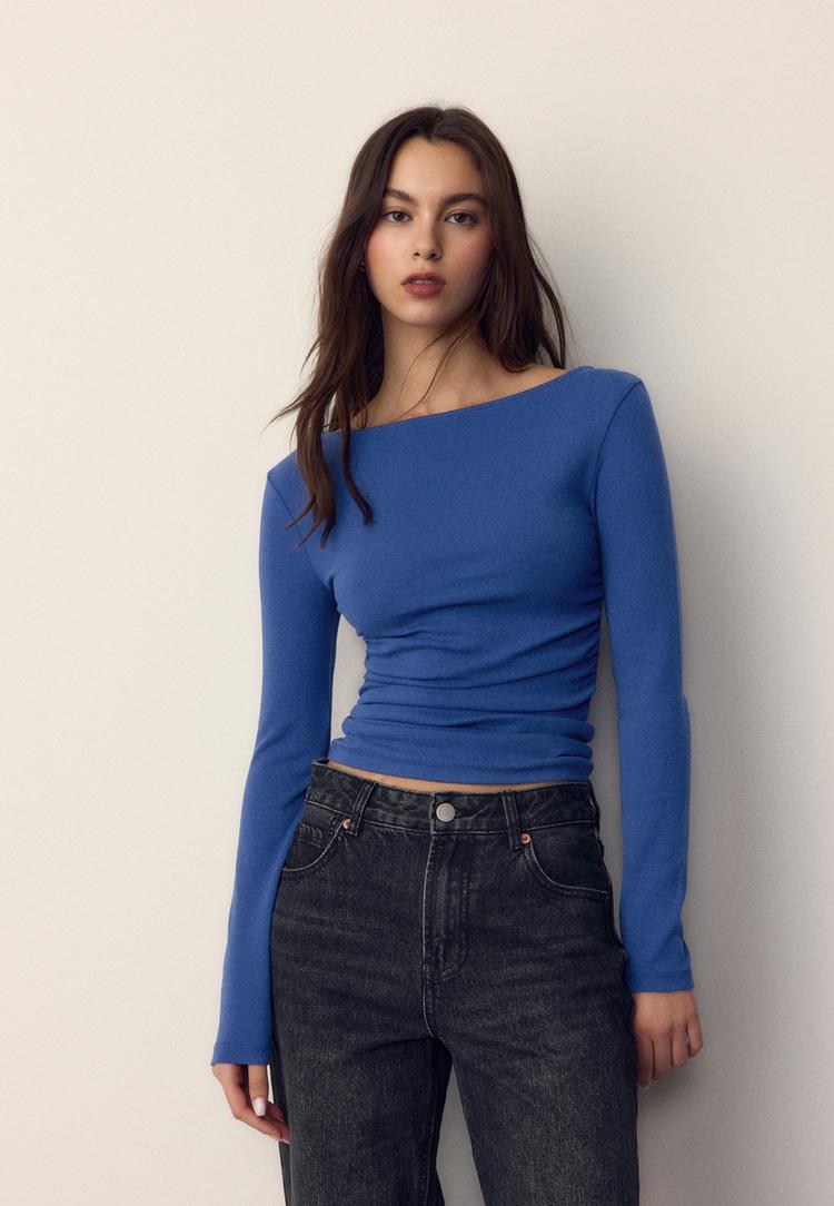 camiseta manga larga frunce