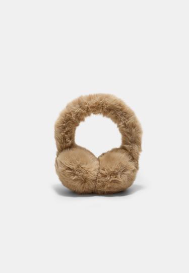 Faux fur earmuffs — Stone 1