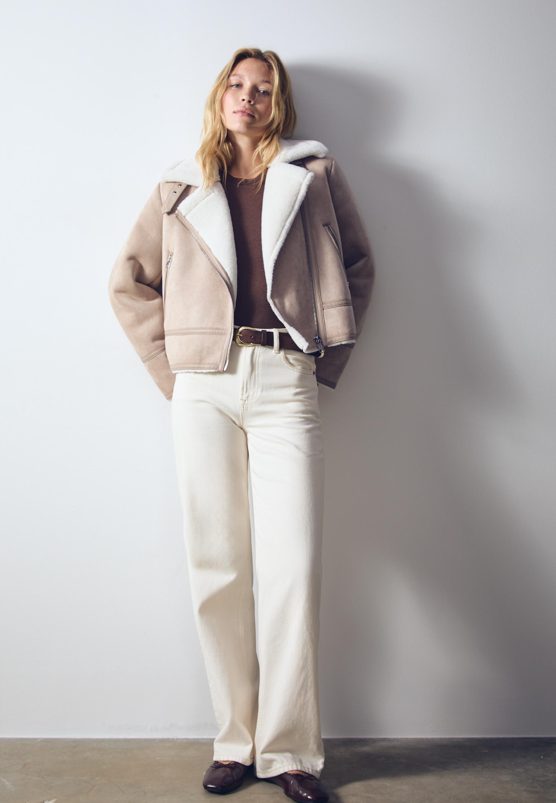 Faux suede biker jacket