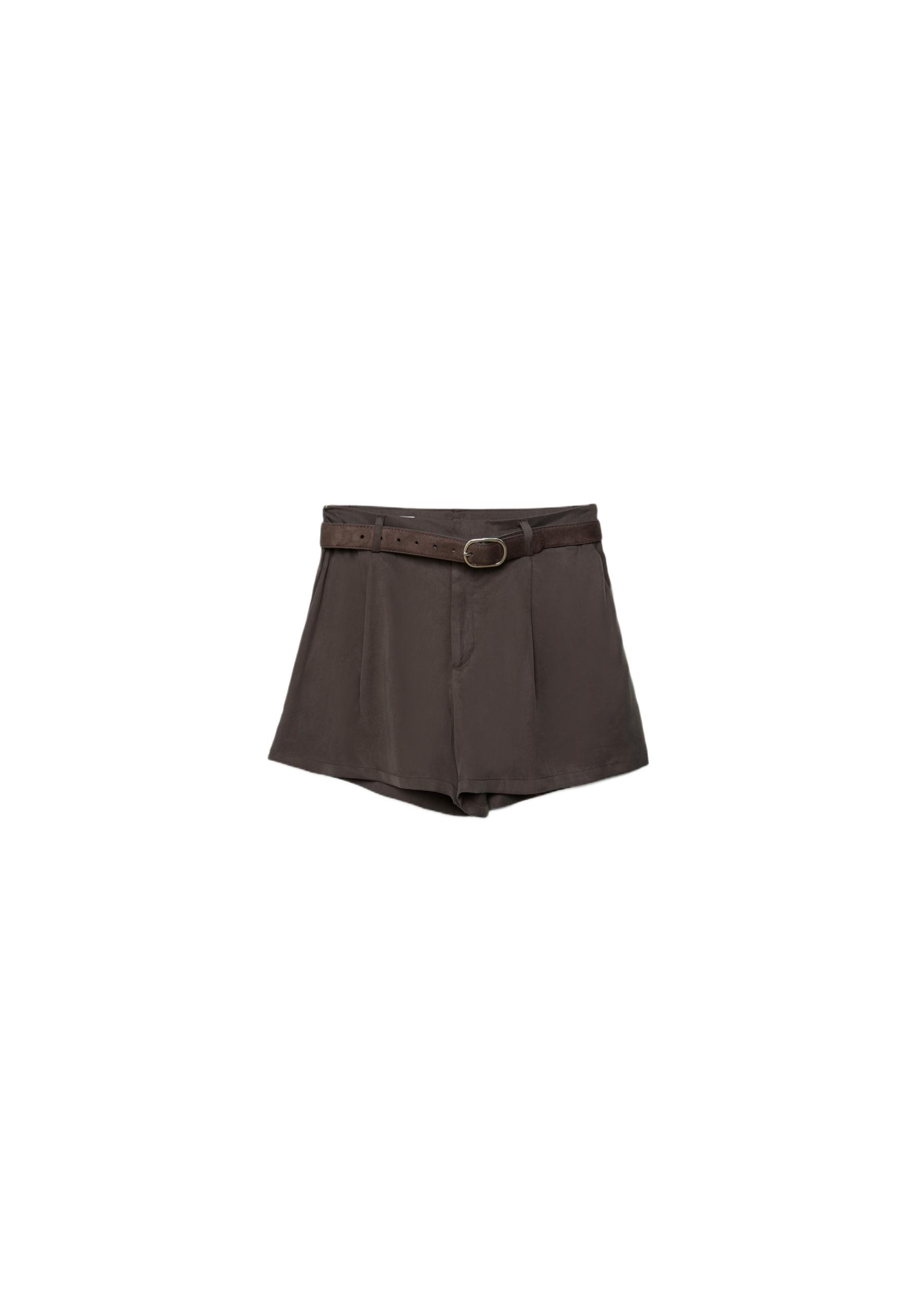 Flowing belted shorts — Brown