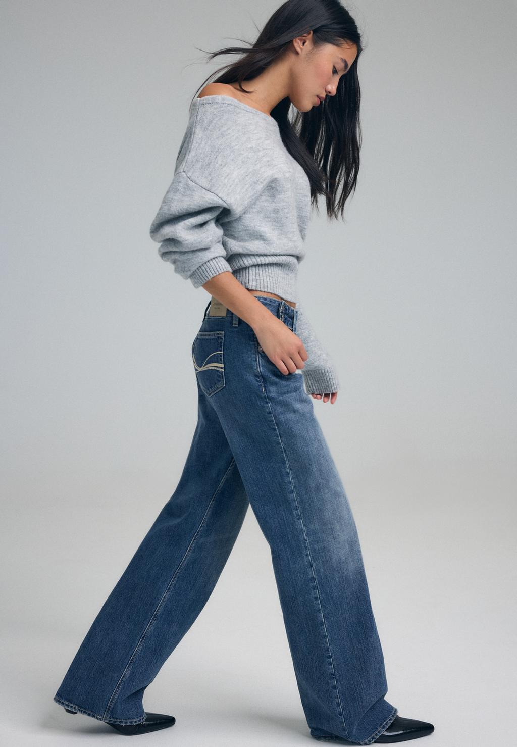 Straight Jeans Med Låg Midja