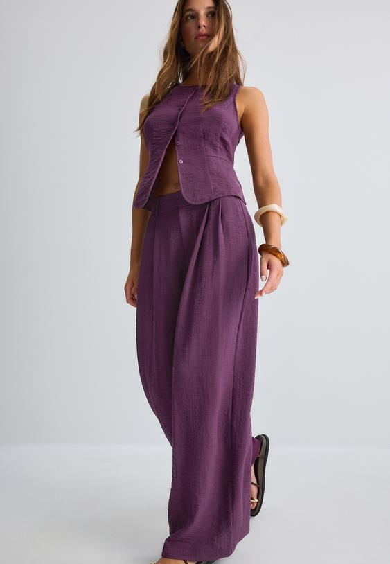 pantalon wide leg rustique