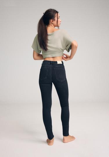 Mid-waist skinny jeans — BLACK DENIM RINSE WASH 5