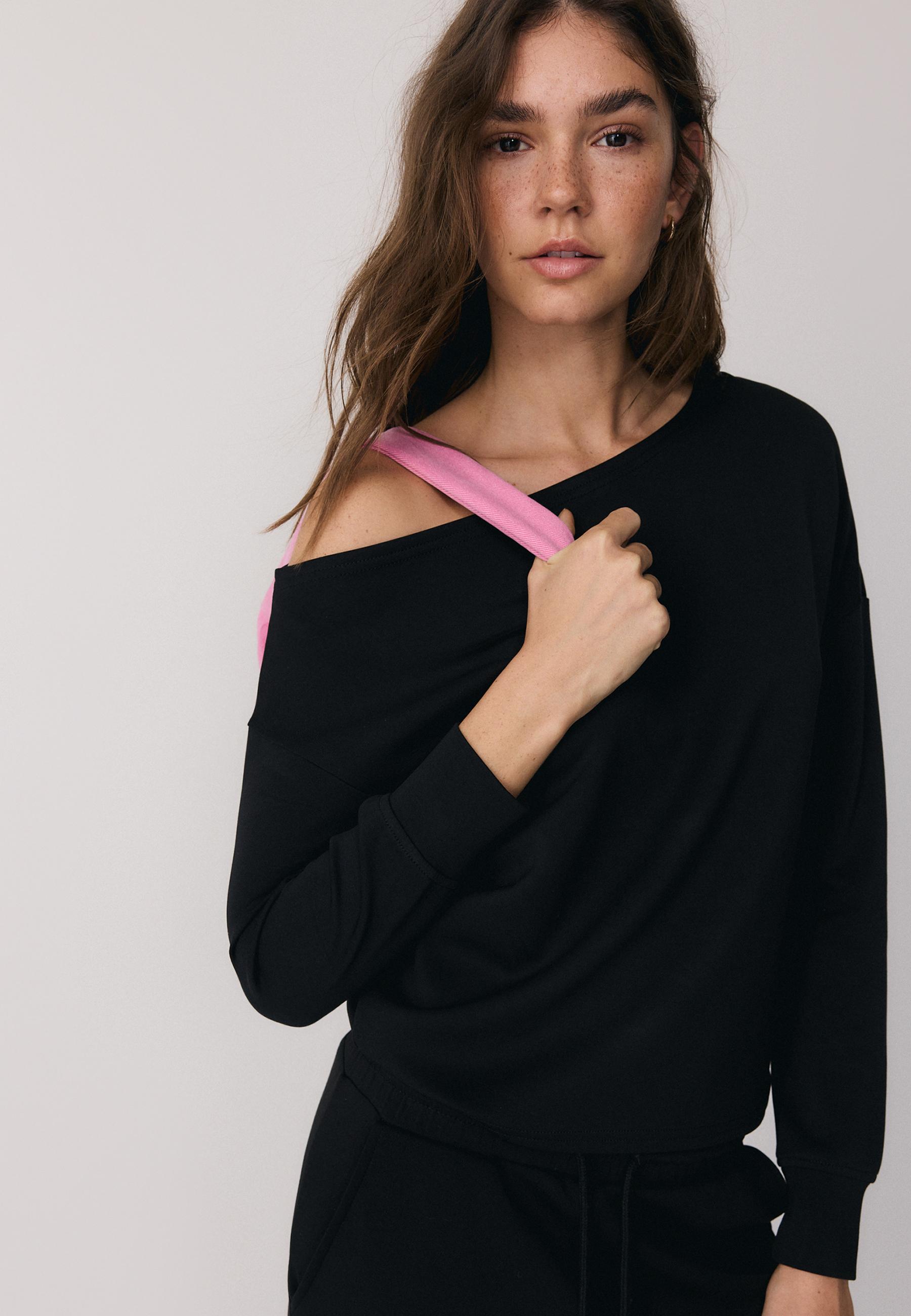 Soft-touch off-the-shoulder sweatshirt - Women's fashion