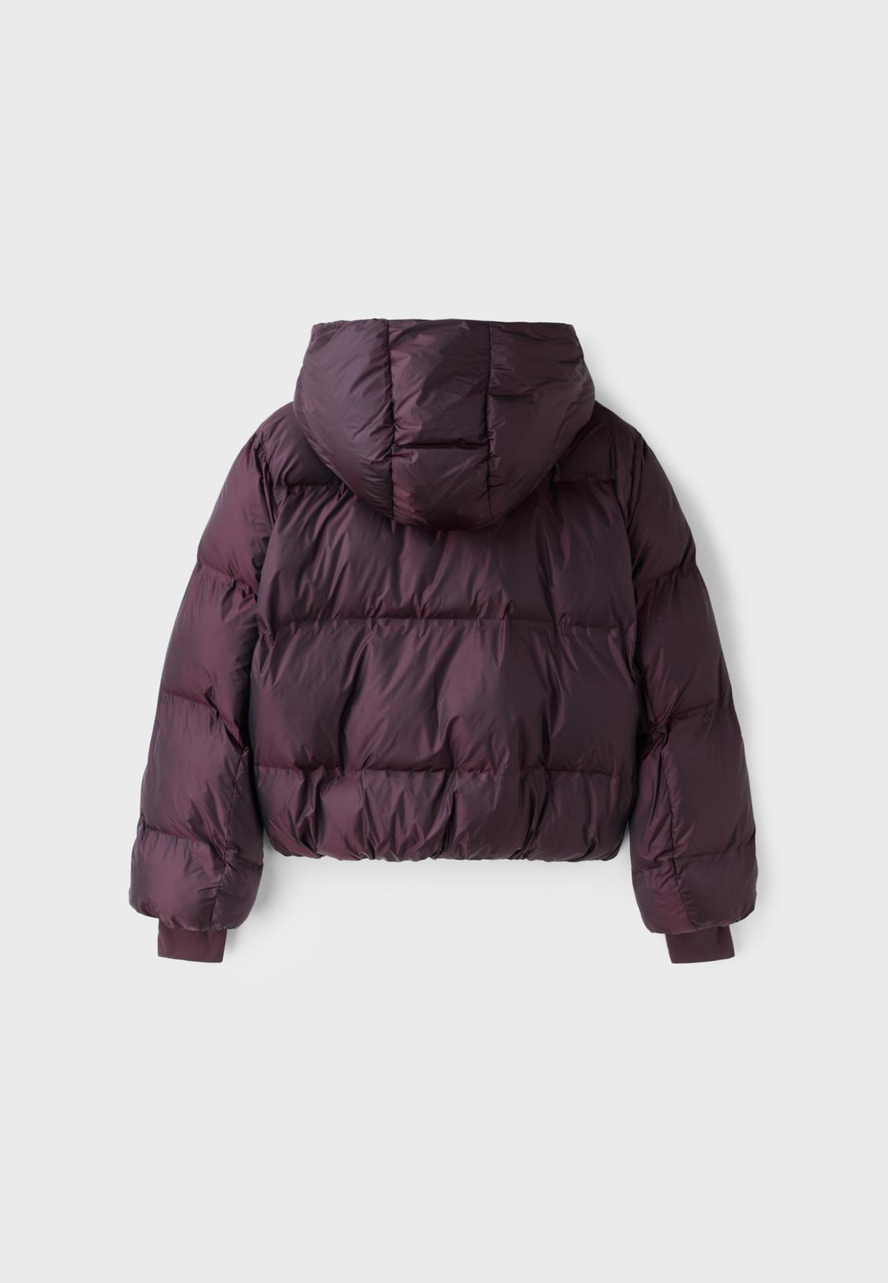 Shiny padded jacket with hood — Dark purple