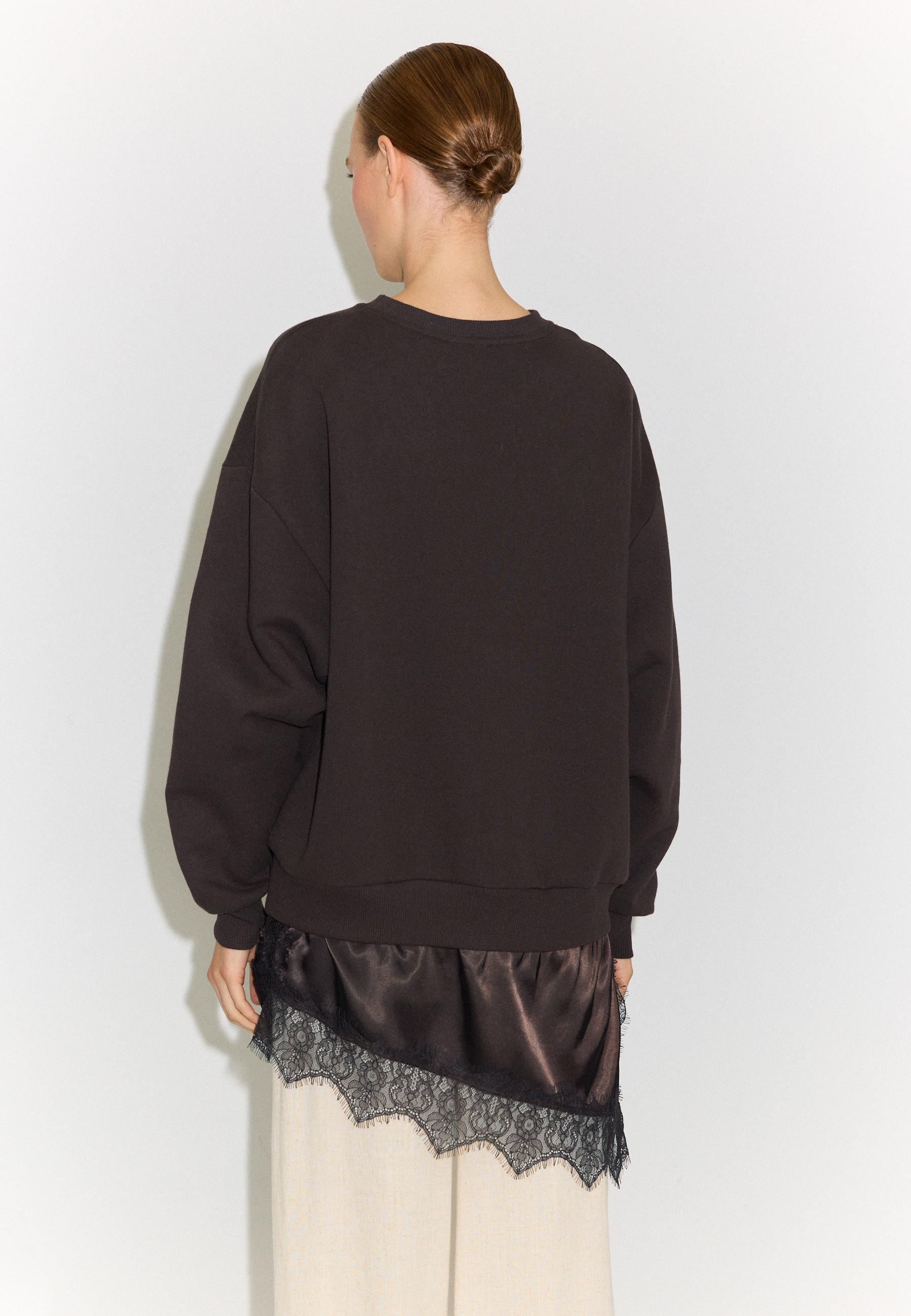 Sateen hem sweatshirt — Brown