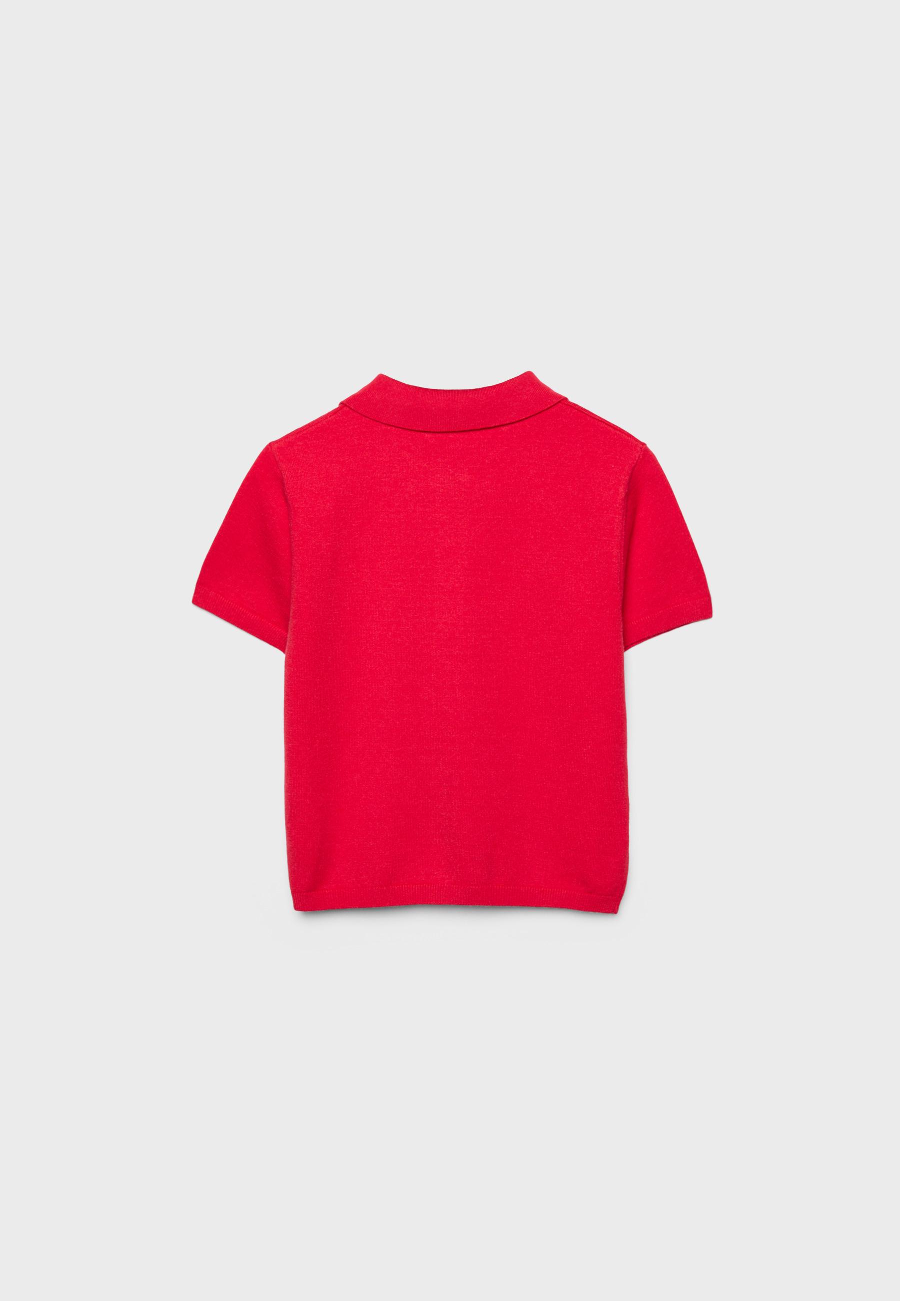 Short sleeve knit polo sweater — Red