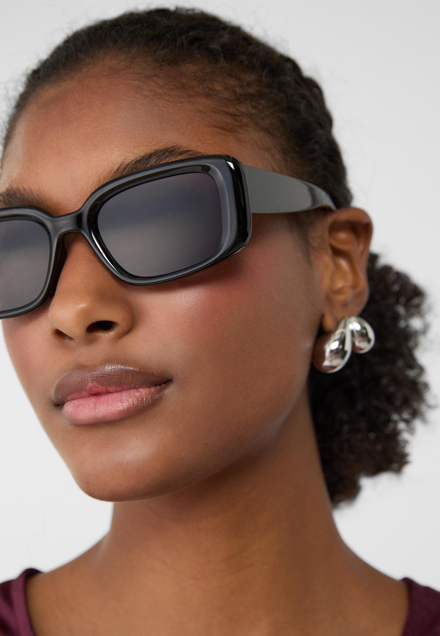 Tortoiseshell rectangular sunglasses — Black