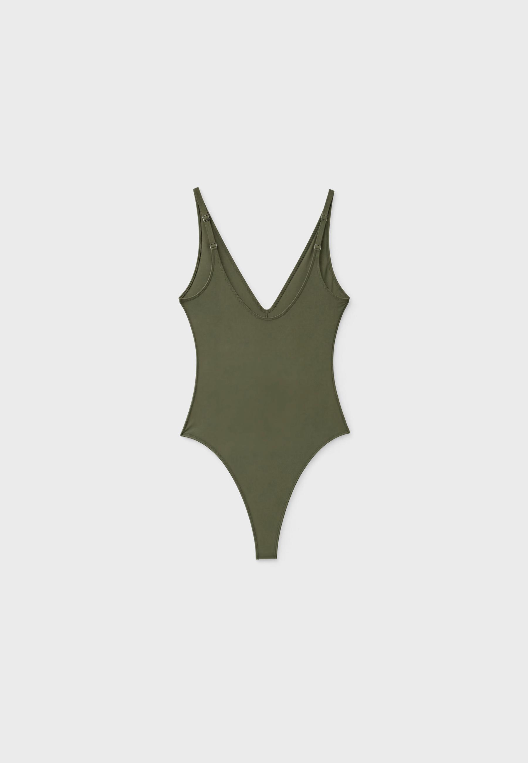 V-neck bodysuit — Khaki