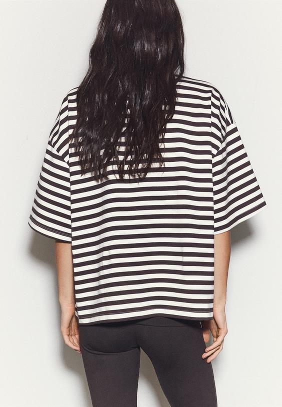 Stradivarius T-Shirt Boxy À Manches Courtes Écru Xs