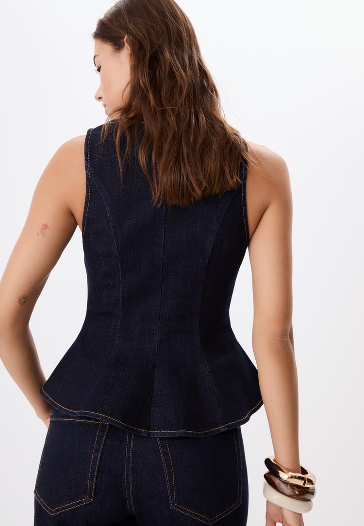 top denim a basque sans manches