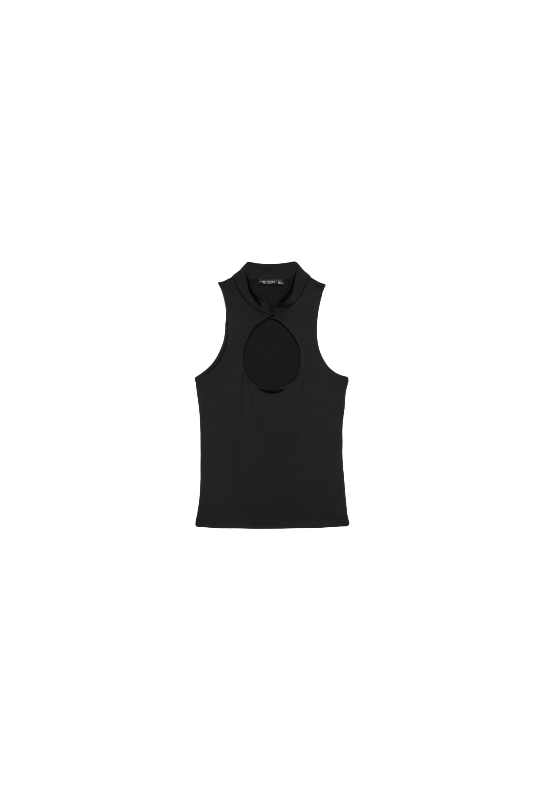 Polyamide top with neck detail — Black