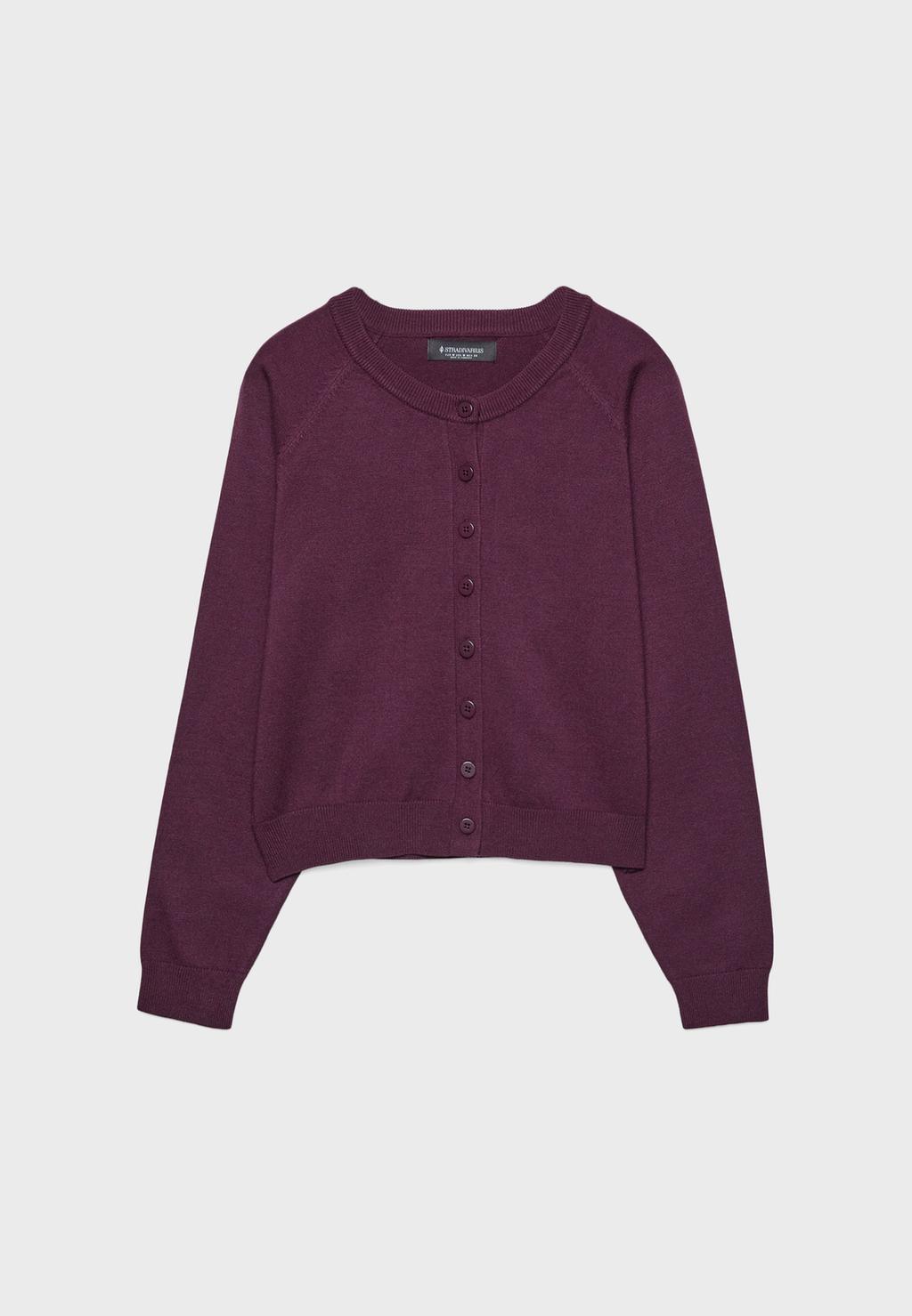 Reglan Kollu Düğmeli Örgü Ceket
