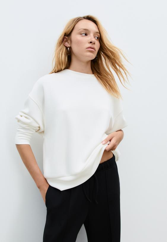yumusak dokulu basic sweatshirt