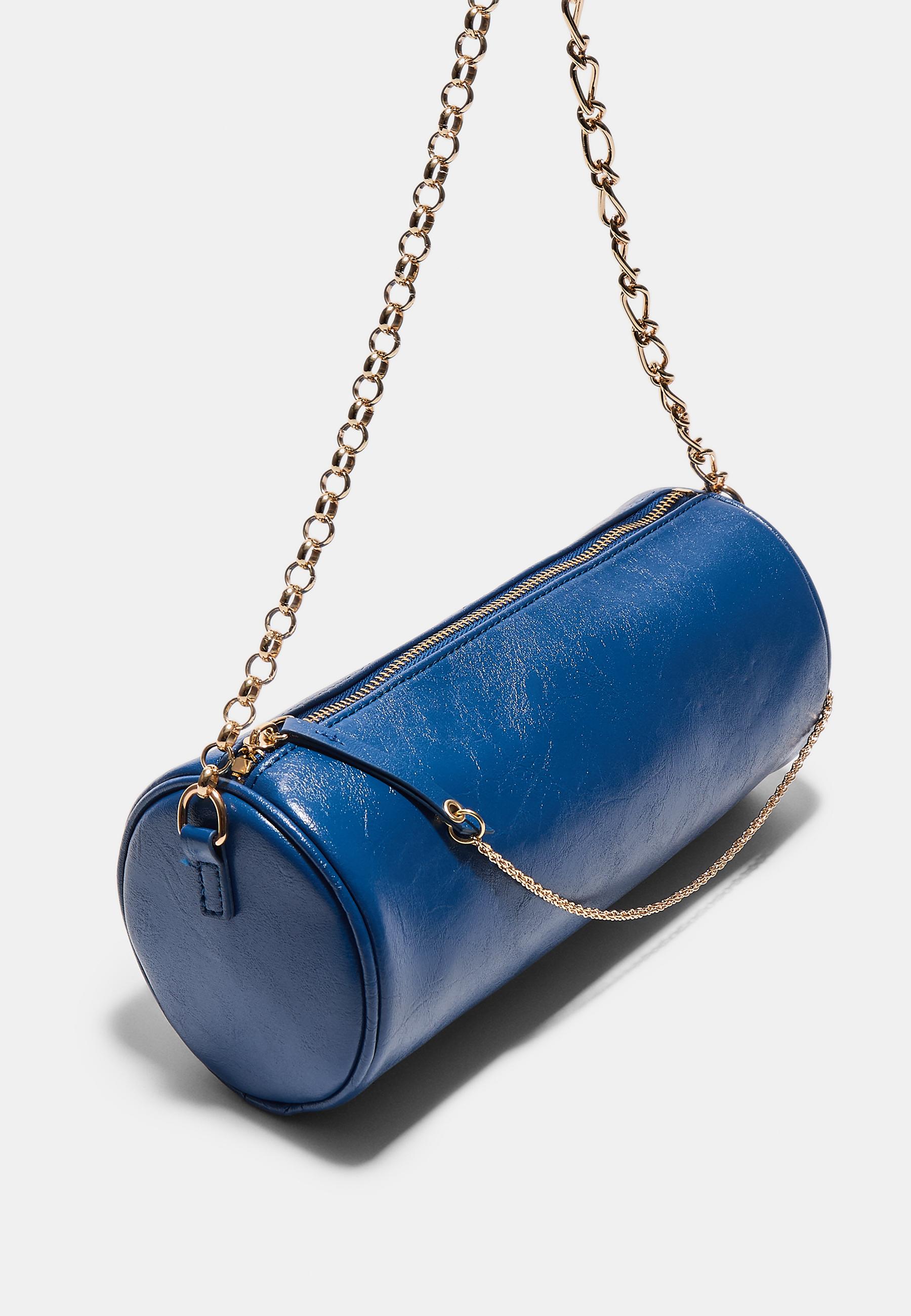 Shoulder bag with chain handle — Blue
