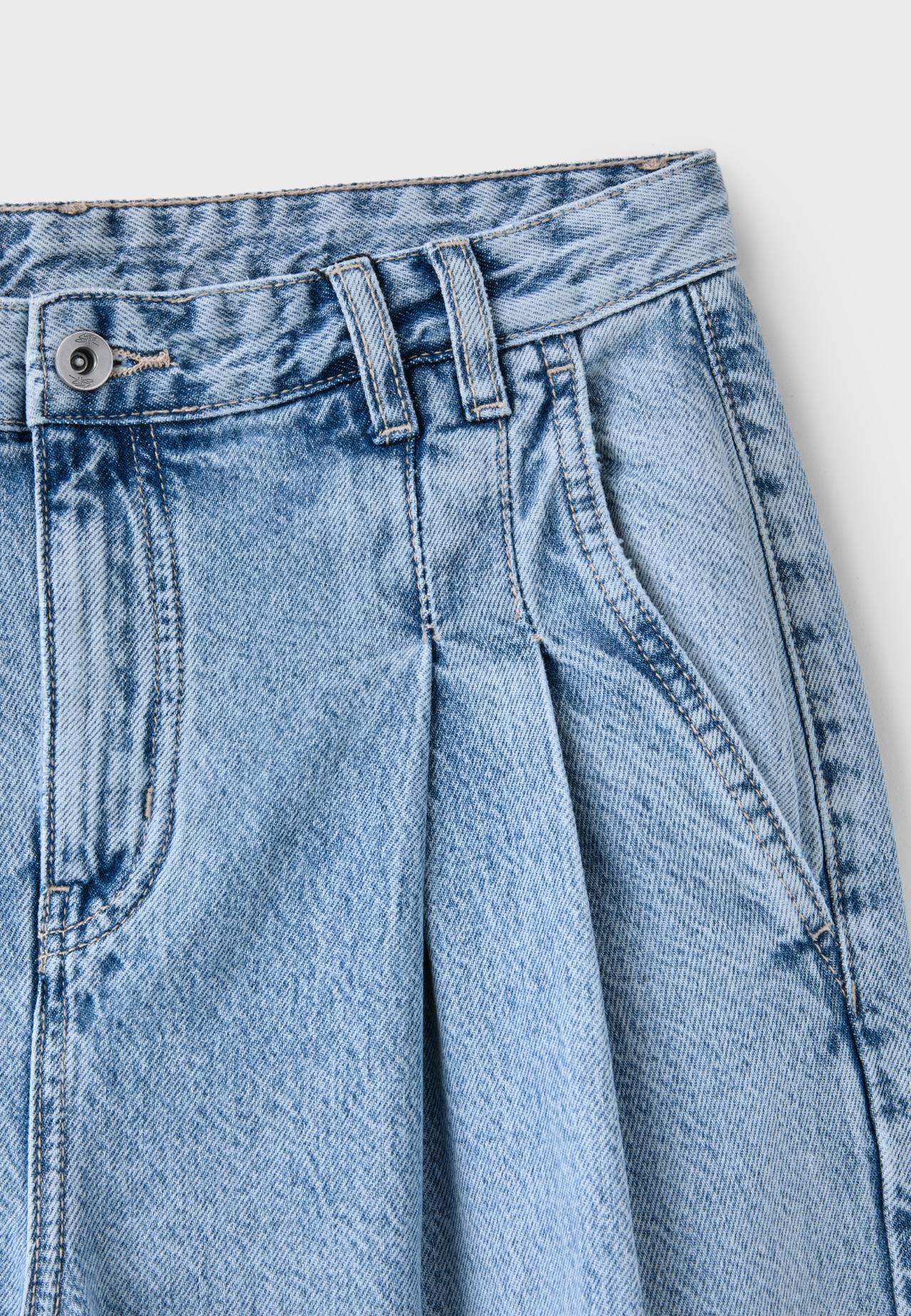 Pleated wide-leg jeans — MEDIUM LIGHT BLUE DENIM