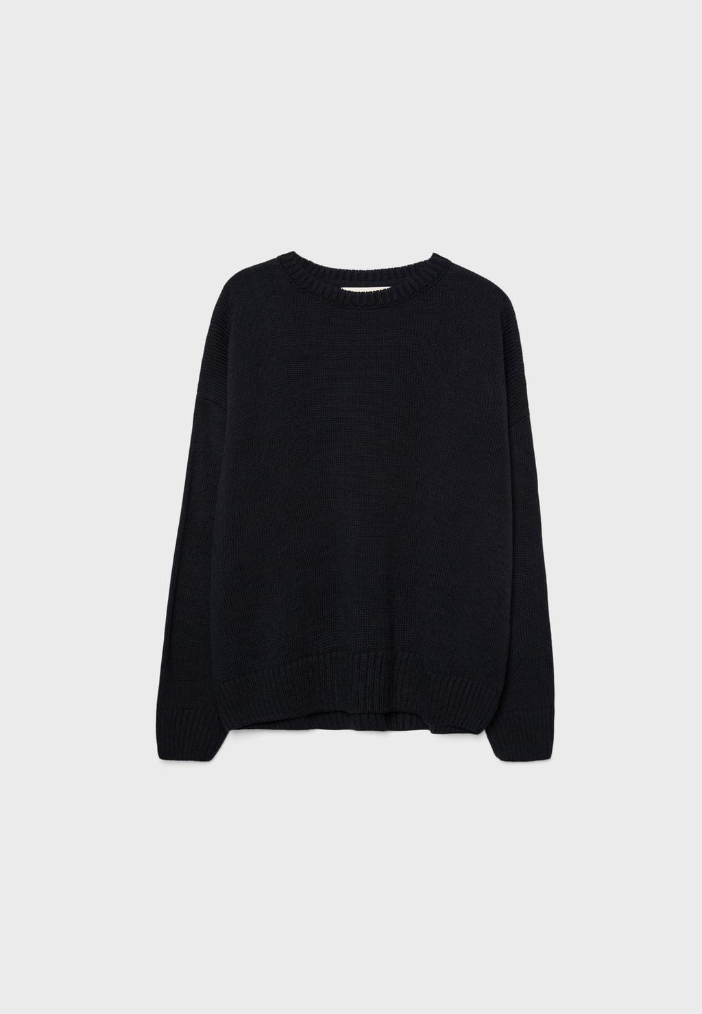 Sweter z dzianiny z okrągłym dekoltem