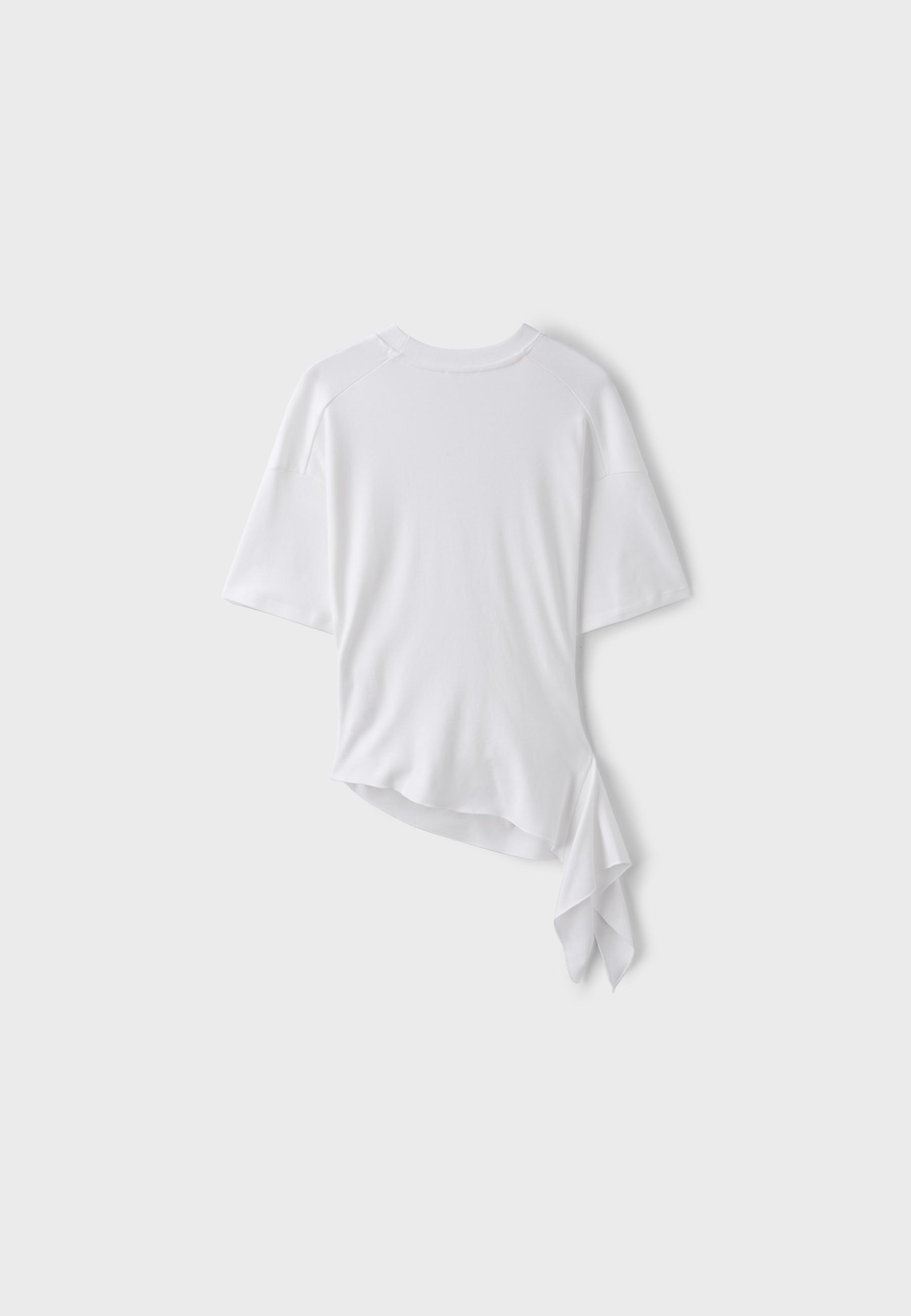 Asymmetric short sleeve T-shirt — Ecru