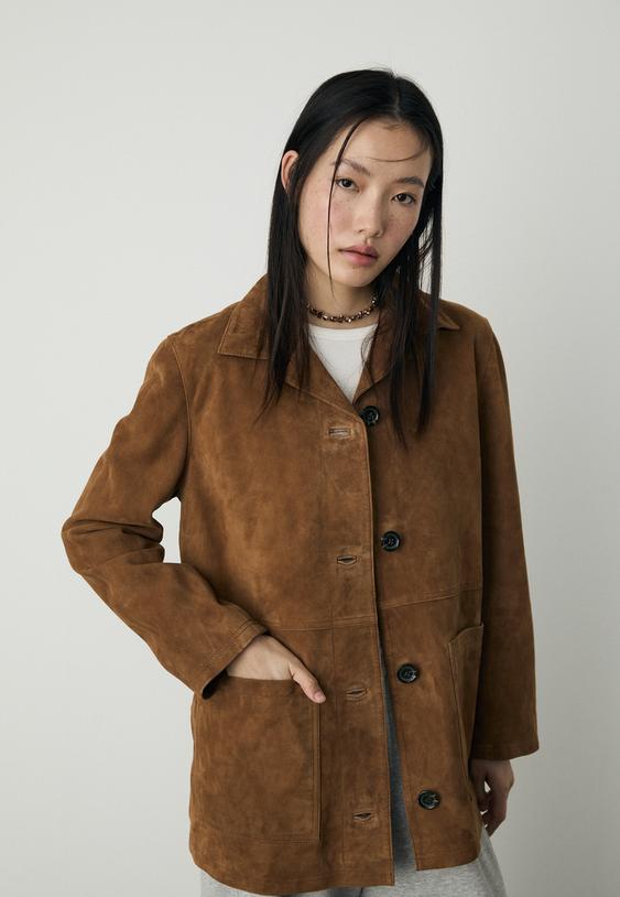 chaqueta bolsillos piel