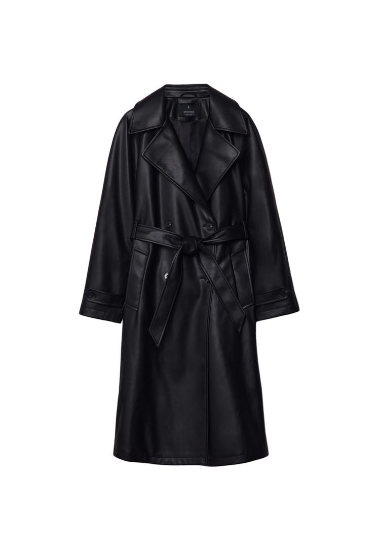 Leather Effect Puffer Coat Stradivarius Stradivarius Leather