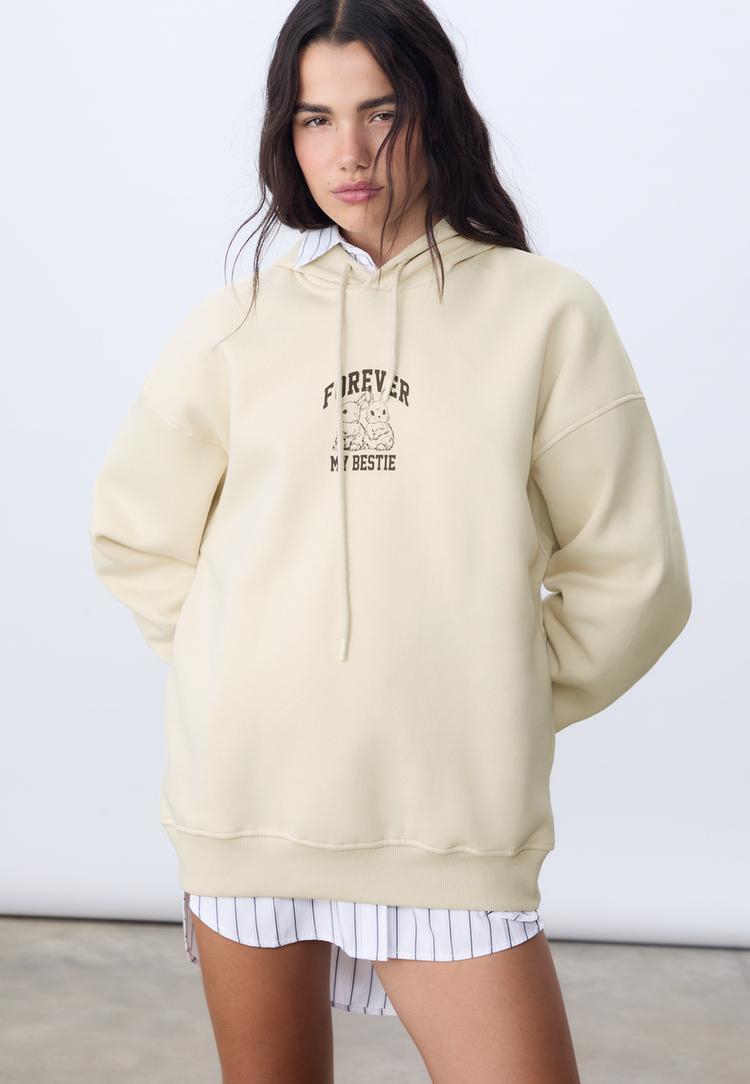 kapusonlu grafikli sweatshirt